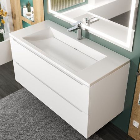 Раковина из искусственного камня Uperwood Infinity 45383433000 100х50 полувстраиваемая цвет белый