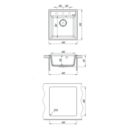 Кухонная мойка LeMark Hanka 450 9910010 45х50 цвет белый поверхность матовая