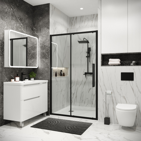 Душевая дверь Grossman Cosmo 100.K33.02.110.21.00 110х195 стекло прозрачное профиль черный матовый