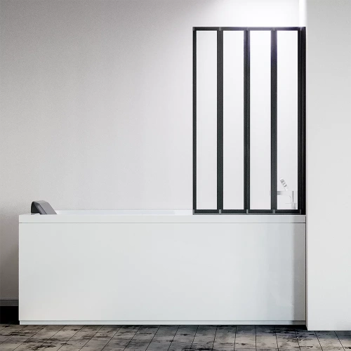 Душевая шторка на ванну Veconi Palau PL74BR-120-01-19C4 120х150 стекло прозрачное профиль черный