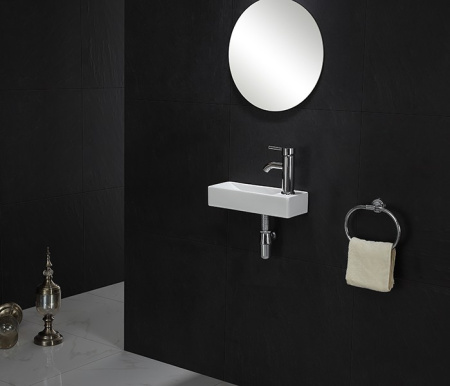 Раковина из санфаянса CeramaLux 9048FL 38х15 подвесная цвет белый 1 отверстие под смеситель