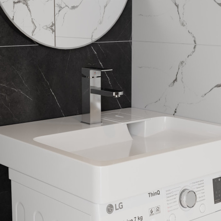 Раковина из литьевого мрамора Teymi Kati Pro T50422 59х55 подвесная цвет белый 1 отверстие под смеситель