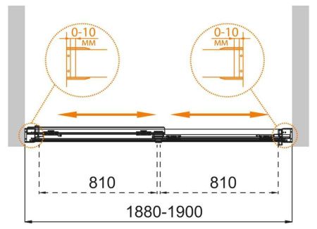 Душевая шторка на ванну Cezares TANDEM-SOFT TANDEM-SOFT-VF-2-190/145-C-Cr-IV 190х145 стекло прозрачное профиль хром ориентация универсальная