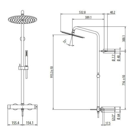 Душевая стойка Gattoni CIRCLE TWO 9195/PDBO настенная цвет белый
