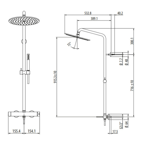 Душевая стойка Gattoni CIRCLE TWO 9195/PDBO настенная белый - фото 2