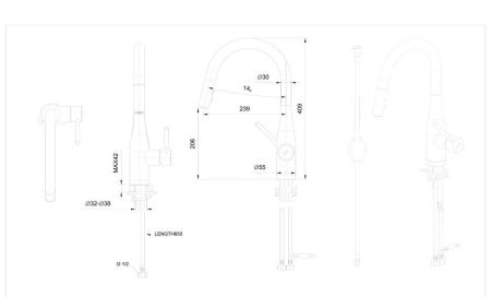 Смеситель для кухни Bravat Miranda F7164208BW-1B-ENG на столешницу черный