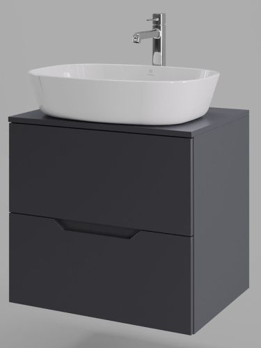 Тумба с раковиной Orange Line Li-60TugMDF+B08-500W 60х50 подвесная цвет черный