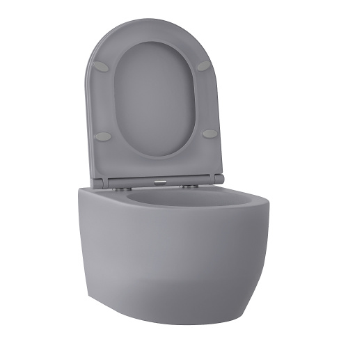 Унитаз подвесной Wellsee Croquis 182614001 серый матовый с сиденьем микролифт безободковый смыв торнадо - фото 2