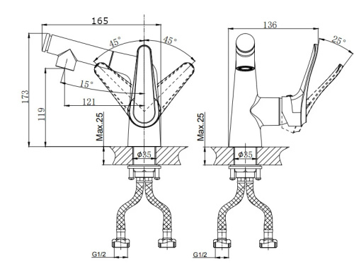 Смеситель Rush Jawa JA0735-12 на раковину хром - фото 2