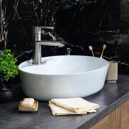 Раковина из сантехнического фарфора Melana 320301-805 60х40 накладная цвет белый 1 отверстие под смеситель