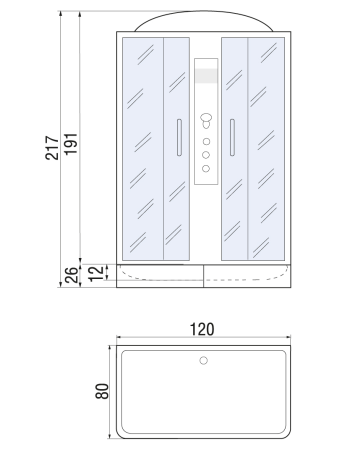Душевая кабина River SENA 10000001451 120х80 прямоугольная с крышей ориентация универсальная