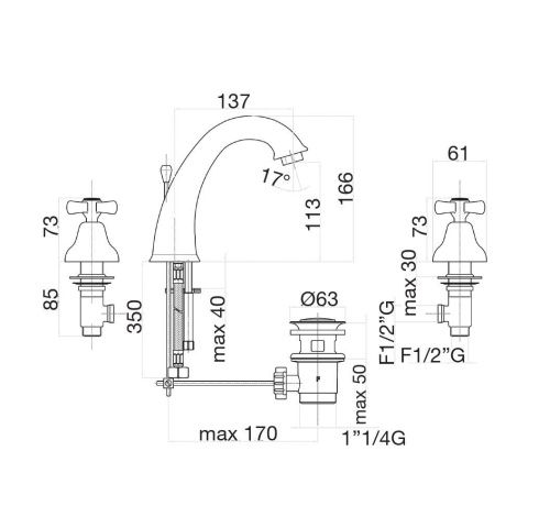 Смеситель Fiore 26CO0628 на раковину хром/золото - фото 3