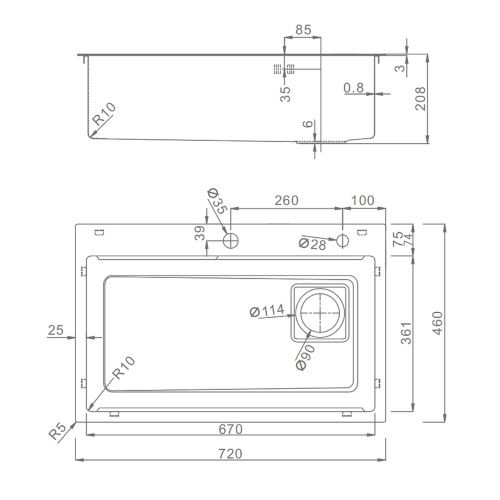 Кухонная мойка Raglo R702 R702.7246.05 72х46 цвет сатин поверхность матовая - фото 3