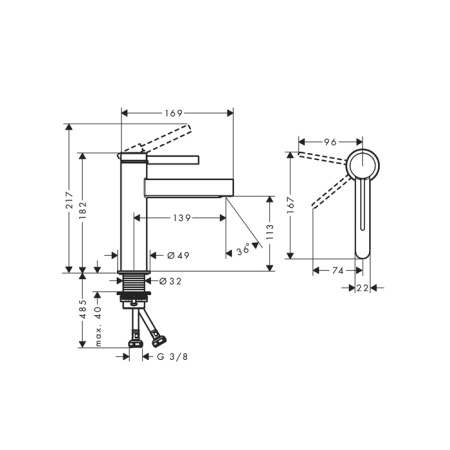 Смеситель Hansgrohe Finoris 76024670 на раковину черный