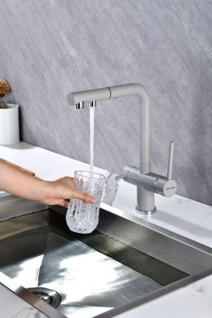 Смеситель для кухни Paulmark SERPENTINE Se213222-GRS на мойку серый