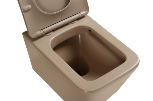 Унитаз подвесной SantiLine SL-5007KH цвет коричневый матовый с сиденьем микролифт безободковый смыв воронка-водоворот - фото 2