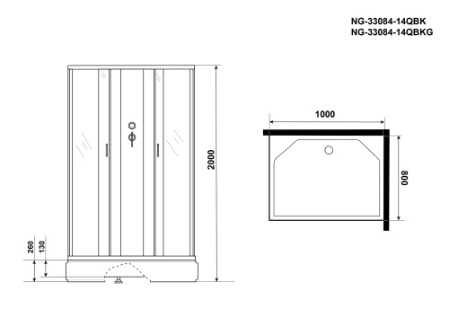 Душевая кабина Niagara Classic 330844QBKG 100х80 прямоугольная - фото 4