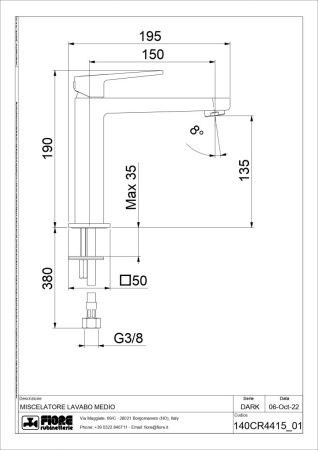 Смеситель Fiore Dark 140NN4415 на раковину черный