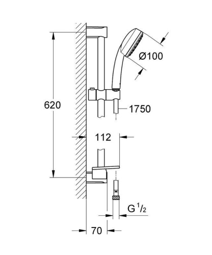 Душевой гарнитур Grohe Tempesta 26083002 настенный хром - фото 2