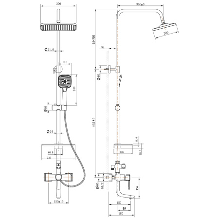 Душевая стойка LeMark Evitta LM0562C настенная