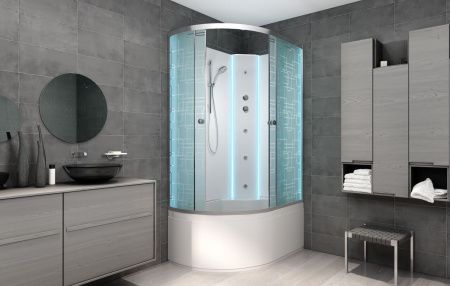 Душевая кабина AvaCan EM5012RNLED+GM 120х90 асимметричная без крыши ориентация правая