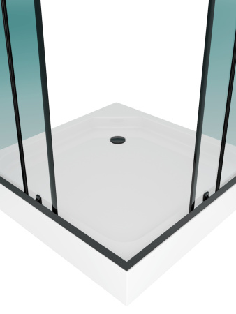 Душевой уголок Teymi Helmi T00604 90х90 стекло прозрачное профиль черный с поддоном