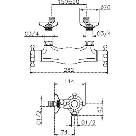 Смеситель для душа Cisal Victorian VTT010102A Акция настенный никель с термостатом