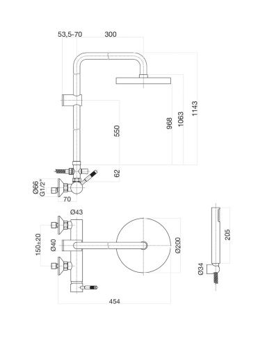 Душевая стойка Fiore 44NN5168 настенная цвет черный - фото 3