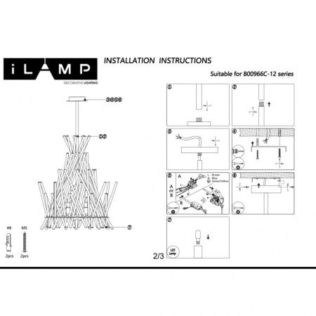 Люстра на штанге iLamp Casa (Цаса) 966C-12 CR+CL