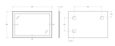 Зеркало с подсветкой BelBagno Kraft SPC-KRAFT-1200-800-SENS-NERO 120х80 подвесное