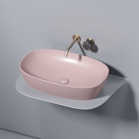 Раковина из сантехнического фарфора Ceramica Nova ELEMENT CN6049MP 60х40 накладная цвет розовый без отверстий под смеситель