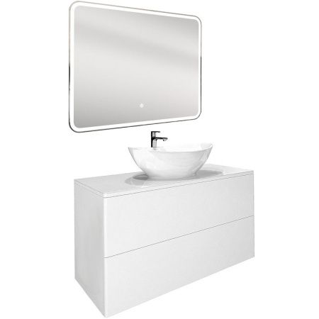 Тумба с раковиной Orange Otto Ot-100TuGLASS+G56 100х50 подвесная цвет белый