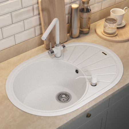 Кухонная мойка Uperwood Quartz Premium UPD-02 3910202104 75х50 цвет белый поверхность матовая