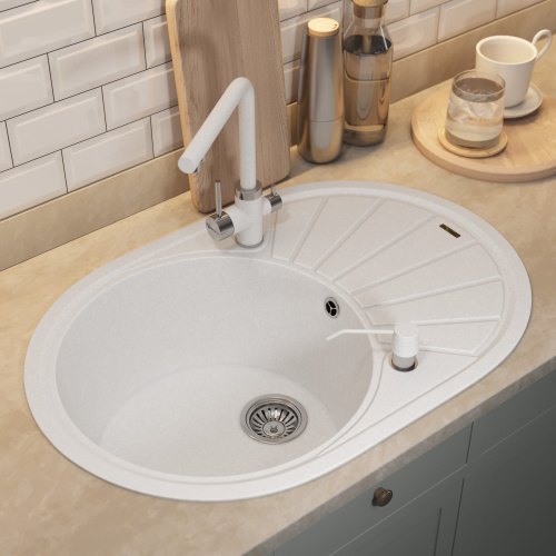 Кухонная мойка Uperwood Quartz Premium UPD-02 3910202104 76x51 цвет белый матовый - фото 3
