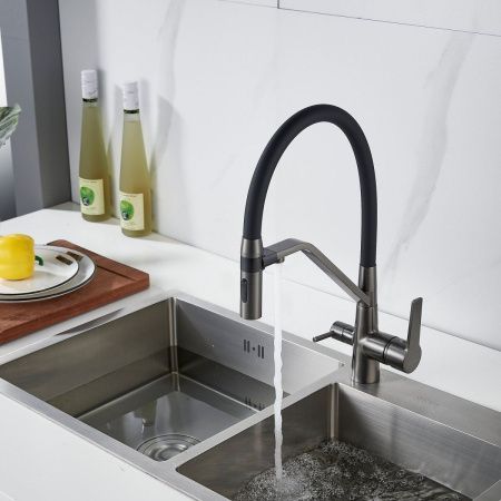 Смеситель для кухни Shevanik S278T на мойку оружейная сталь