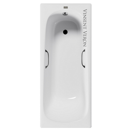 Ванна чугунная Vinsent Veron Concept VCO1507042H/VH0012BL 150х70 пристенная прямоугольная с ножками с ручками
