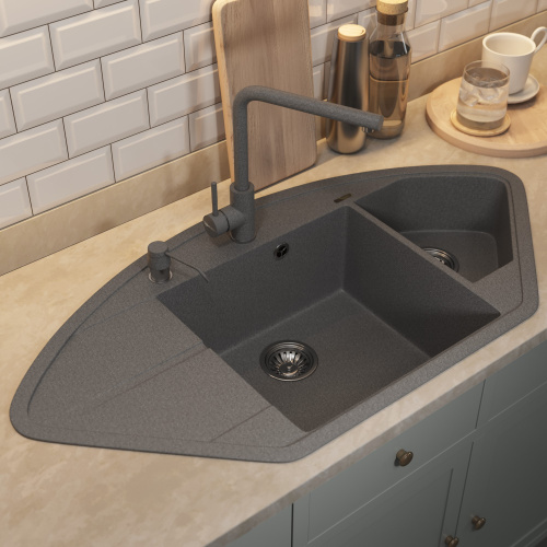 Кухонная мойка Uperwood Quartz Premium UPD-06 3910202122 100,6x51 цвет серый матовый - фото 3