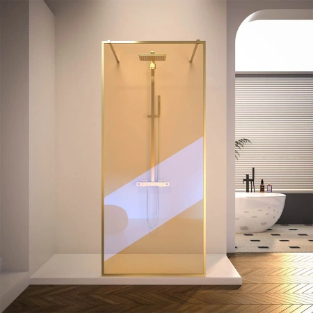 Душевая перегородка Veconi Korato KR90GC-110-09-C4 110х200 стекло хамелеон профиль золото брашированное