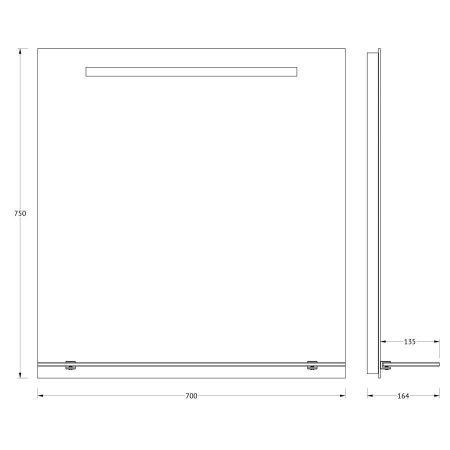 Зеркало с подсветкой Evoform Ledline-S BY 2155 70х80 подвесное