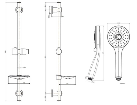 Душевой гарнитур Kerama Marazzi P4CR121KM настенный хром