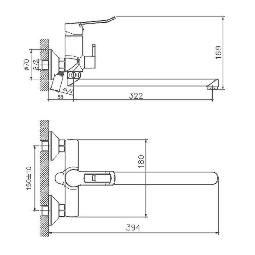 Cмеситель для ванны и душа Haiba HB22556 настенный хром - фото 3 Cмеситель для ванны и душа Haiba HB22556 настенный хром - фото 3