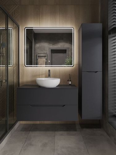 Тумба с раковиной Orange Line Li-100TugMDF+B07-420W 100х50 цвет серый - фото 5