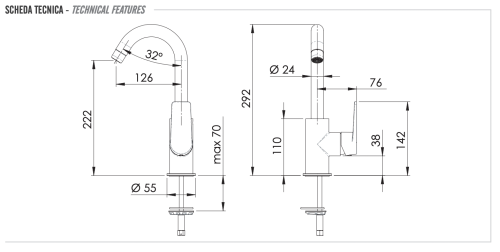 Смеситель для кухни Remer Dream D72C на мойку/столешницу хром - фото 2