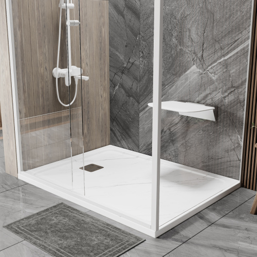 Душевой поддон WasserKRAFT Rhin 44T 44T07 120x90 искусственный камень белый - фото 3