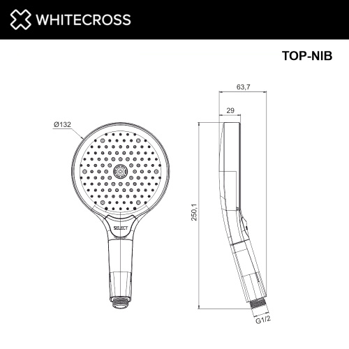 Душевая лейка Whitecross  TOP-NIB округлая - фото 2