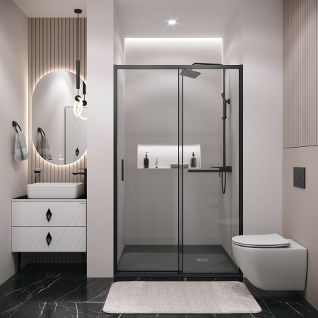 Душевая дверь Grossman Style 100.K33.05.130.21.00 130х195 стекло прозрачное профиль черный матовый