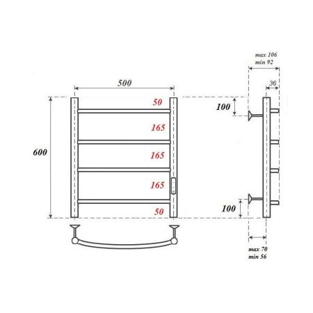 Полотенцесушитель электрический Point Афина PN04856 55х60 хром
