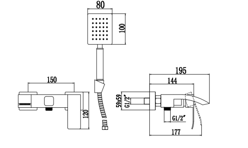 Смеситель для ванны и душа Fmark FS8624-1 настенный сатин - фото 2