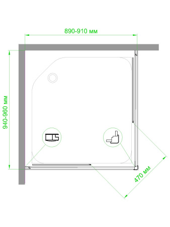 Душевой уголок Royal Bath HPD RB9095HPD-C 90х95 стекло матовое профиль белый без поддона