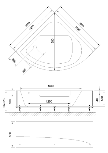 Ванна гидромассажная Royal Bath ROJO RB375201DL 150х150 пристенная четверть круга - фото 3